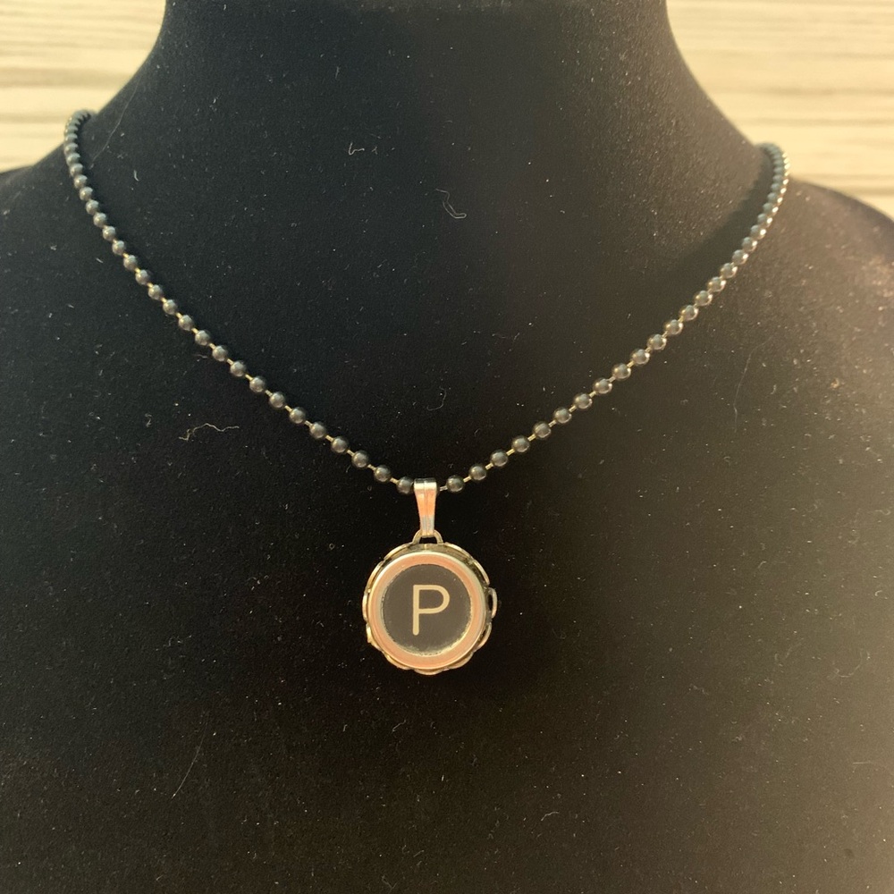 Vintage Typewriter Key “P” Necklace Hand Crafted